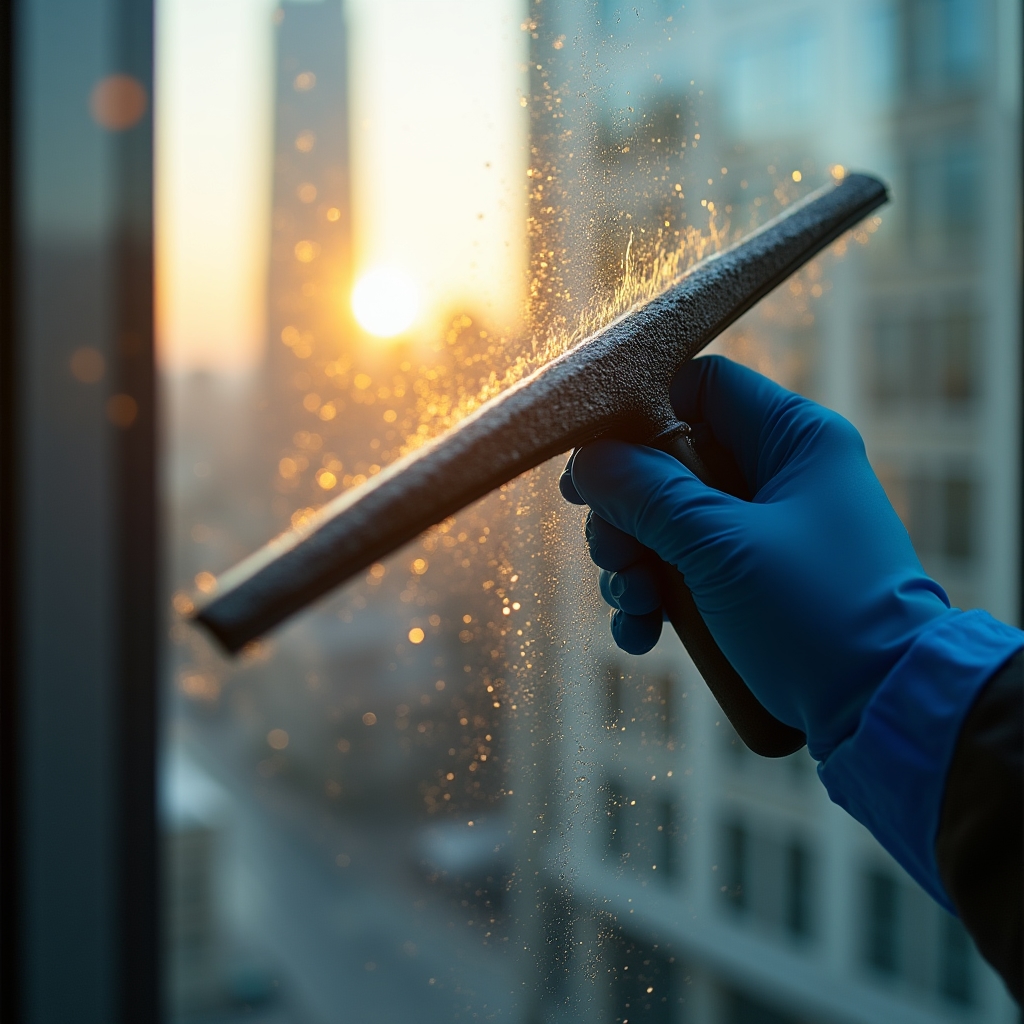 Geam curățat detaliat după finalizarea unei renovări