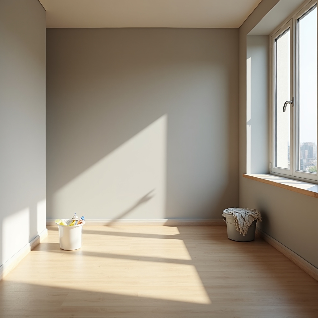 Apartament gol pregătit pentru curățenie înainte de mutare