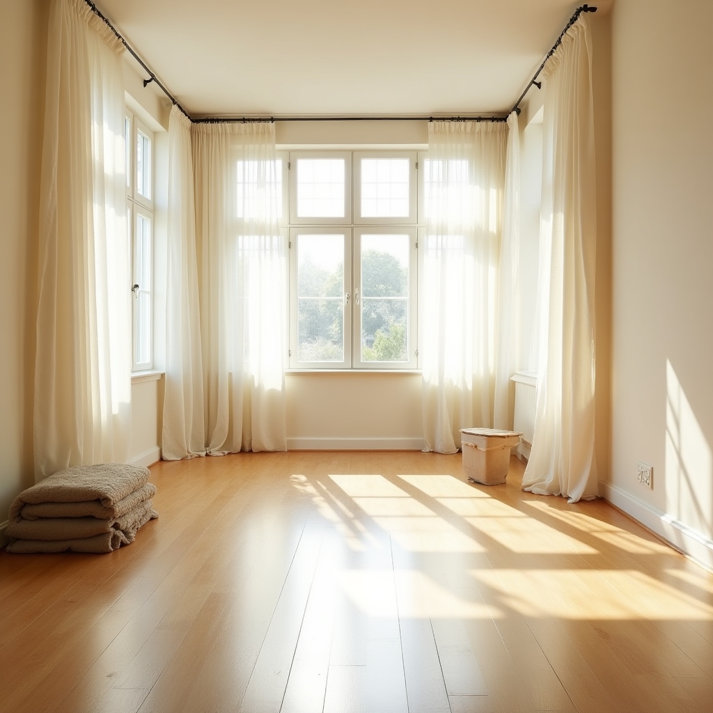 Living pregătit și curățat înainte de sosirea mobilierului
